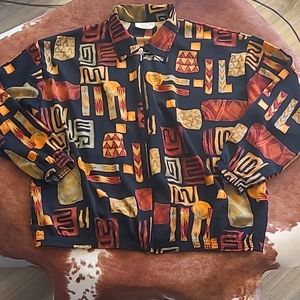 Vintage Tradition Abstract Zippered Jacket Size XL
